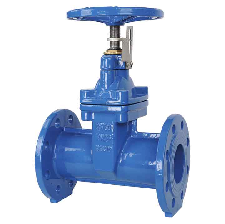 Flanged resilient seated post indicator gate valve